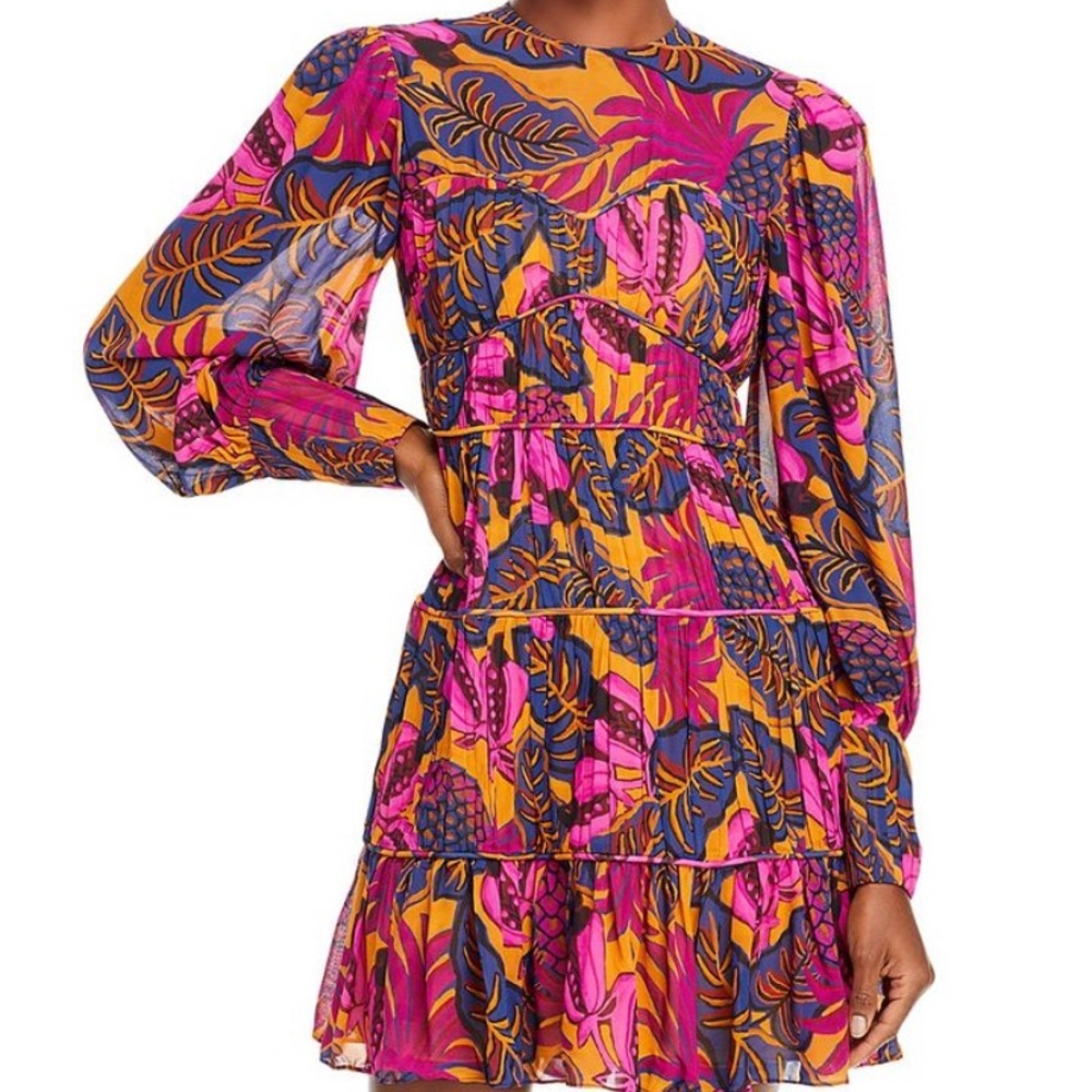 Farm Rio Fruit Dream Pleated Tiered Dress size M